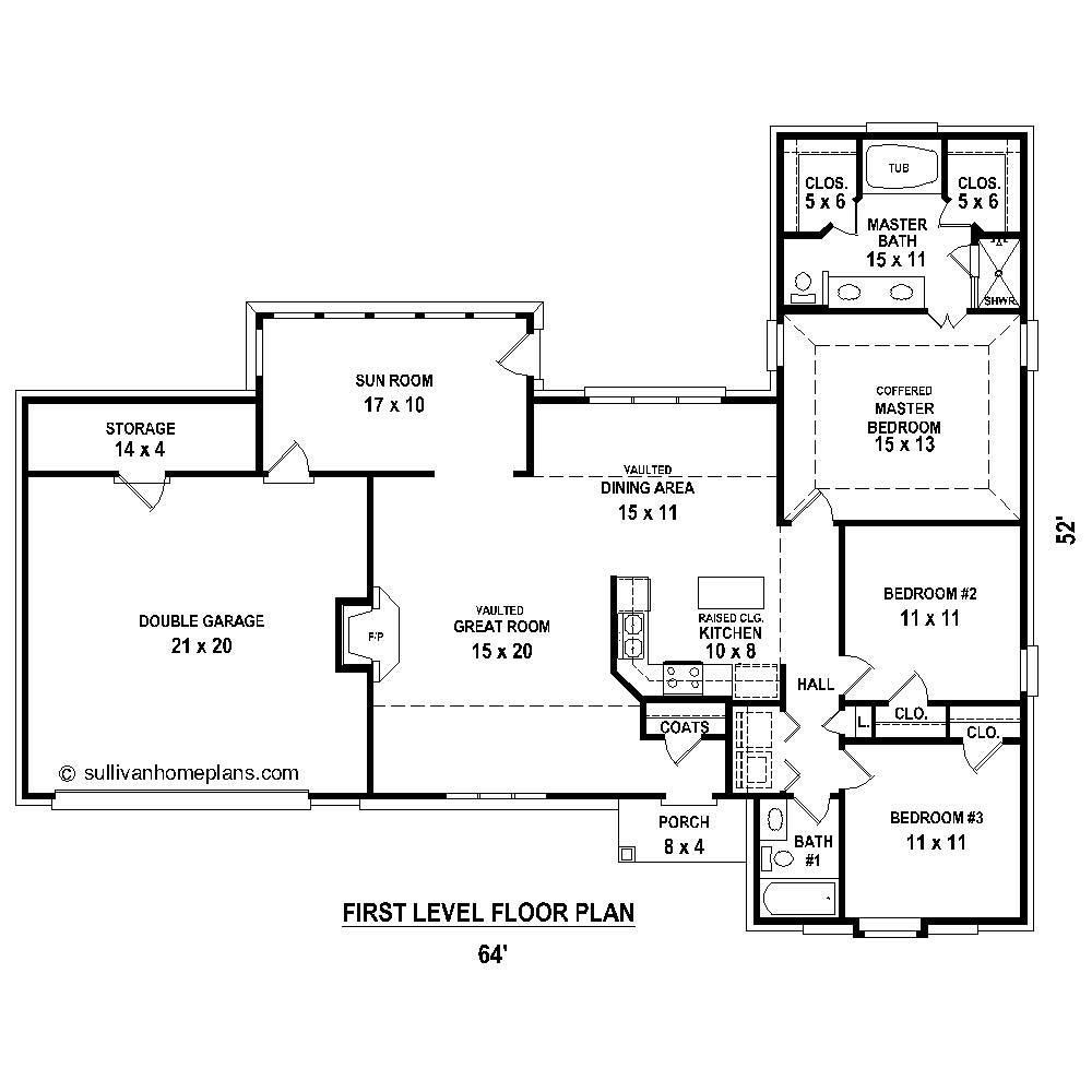 Floor Plan First Story of Ranch Plan #170-1827
