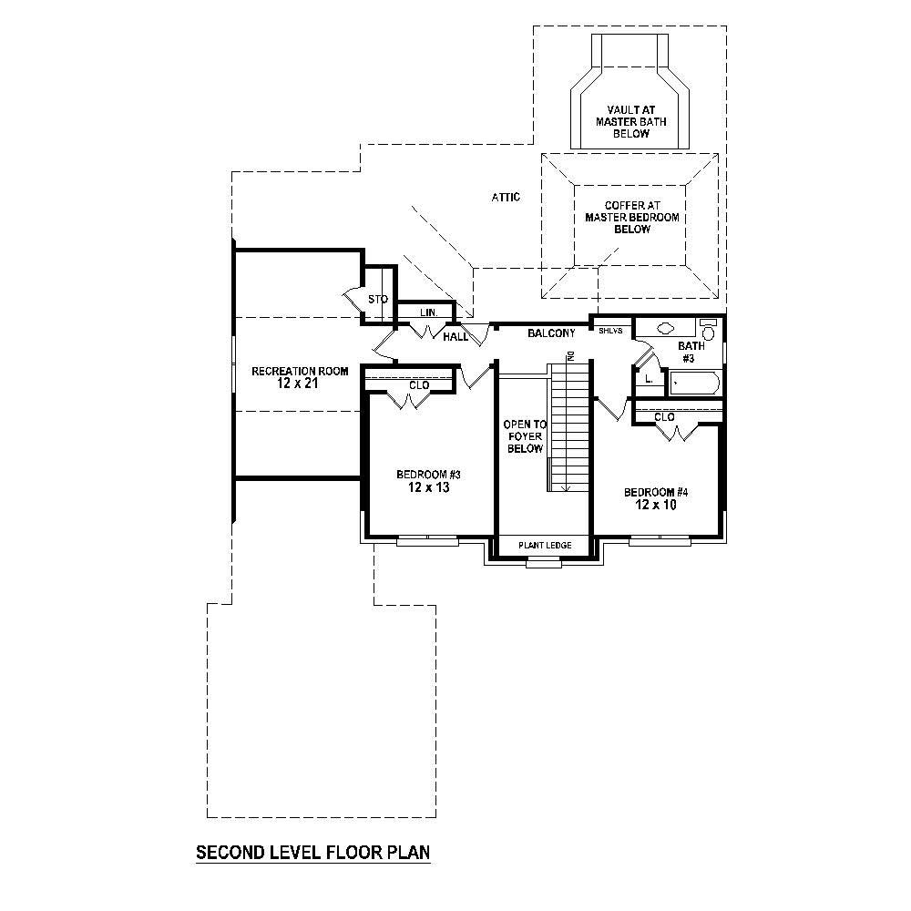 Floor Plan Second Story of French Plan #170-1828