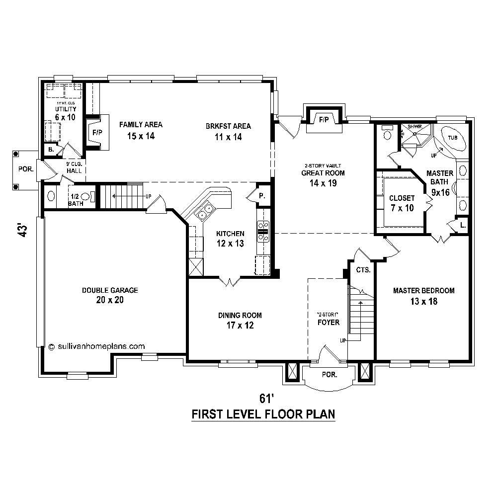 Floor Plan First Story of Luxury Plan #170-1829