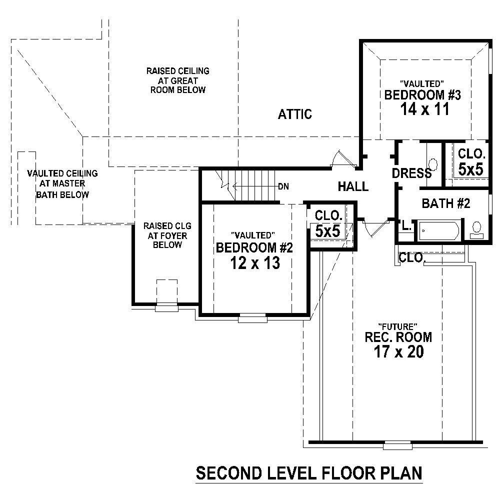Floor Plan Second Story of French Plan #170-1831