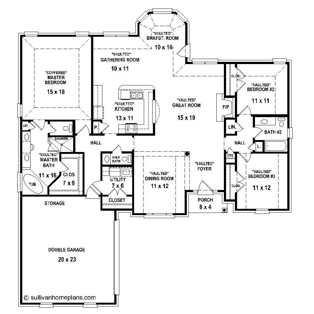 Floor Plan First Story of Ranch Plan #170-1834