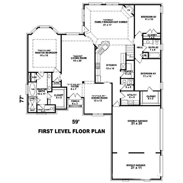 Floor Plan First Story of Cape Cod Plan #170-1835