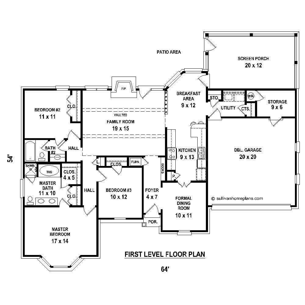 Floor Plan First Story of Country Plan #170-1837