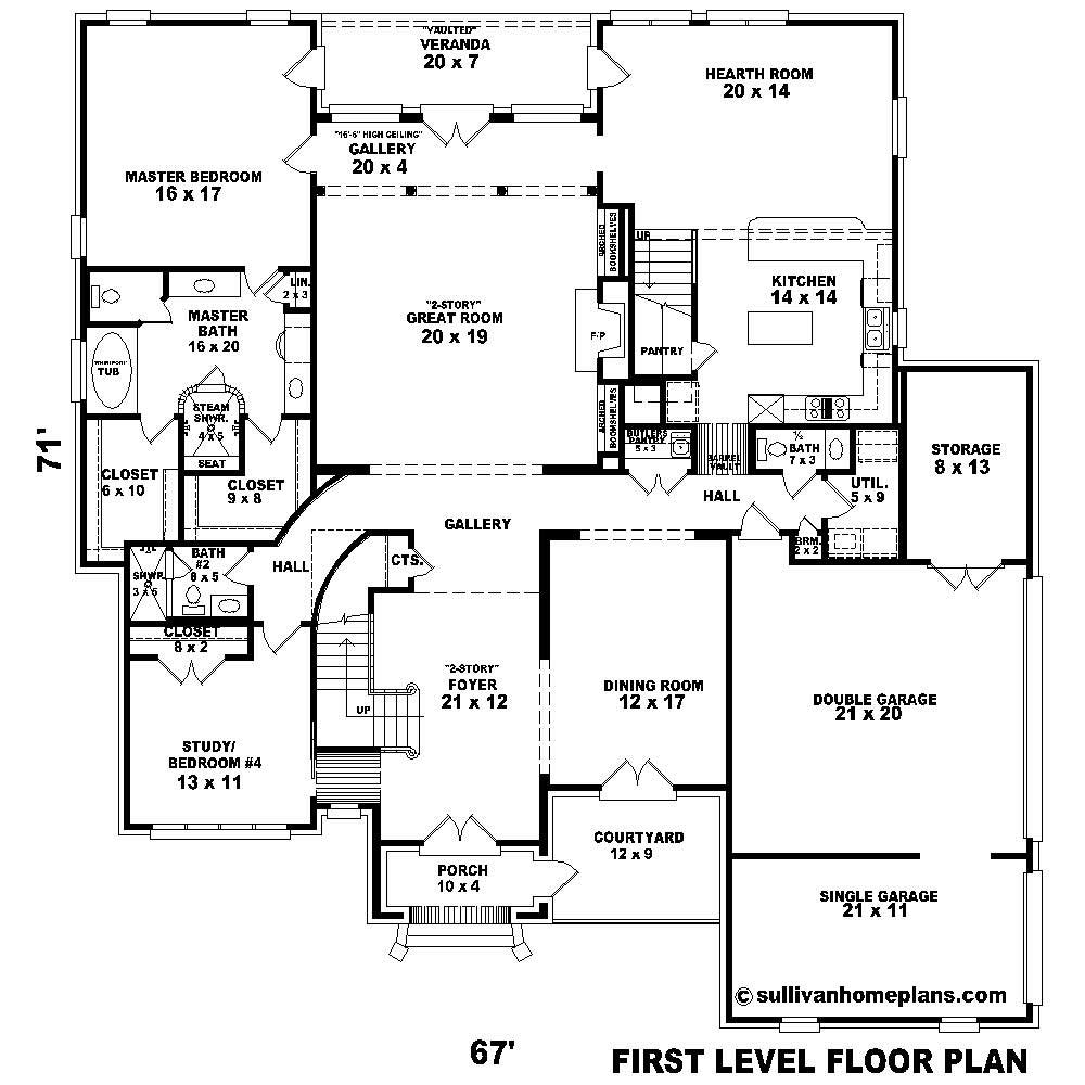 Floor Plan First Story of French Plan #170-1840