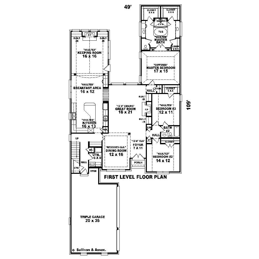 Floor Plan First Story of French Plan #170-1842