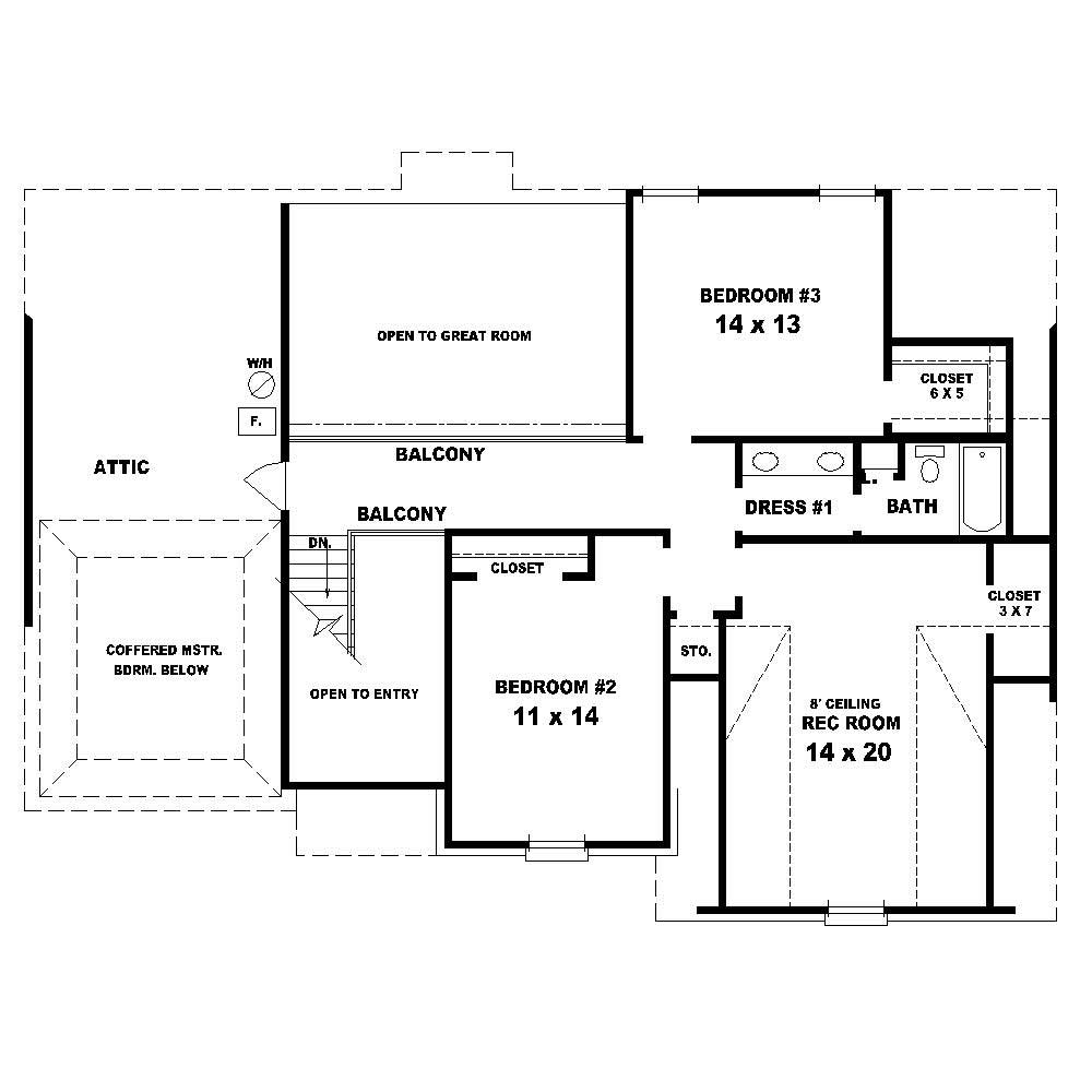 Floor Plan Second Story of French Plan #170-1846