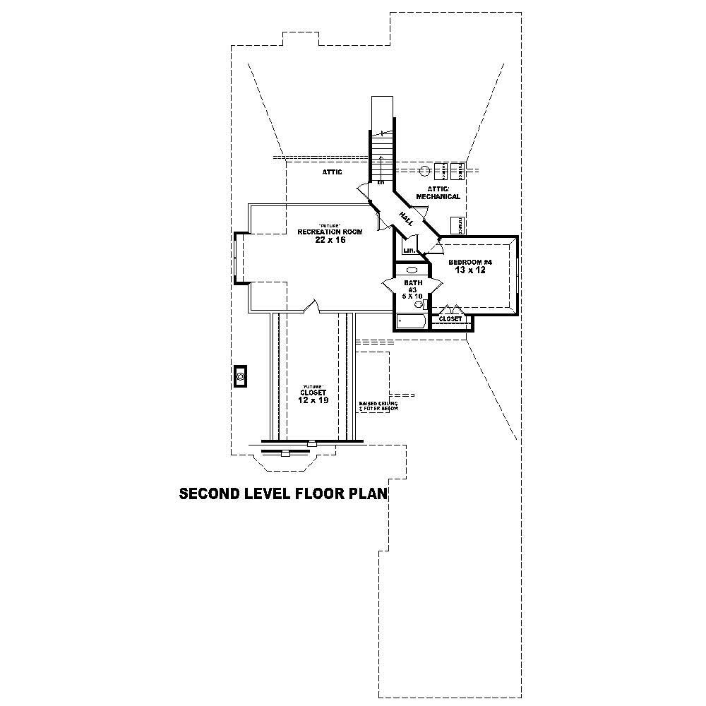 Floor Plan Second Story of French Plan #170-1849