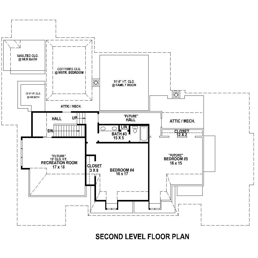 Floor Plan Second Story of Cape Cod Plan #170-1852