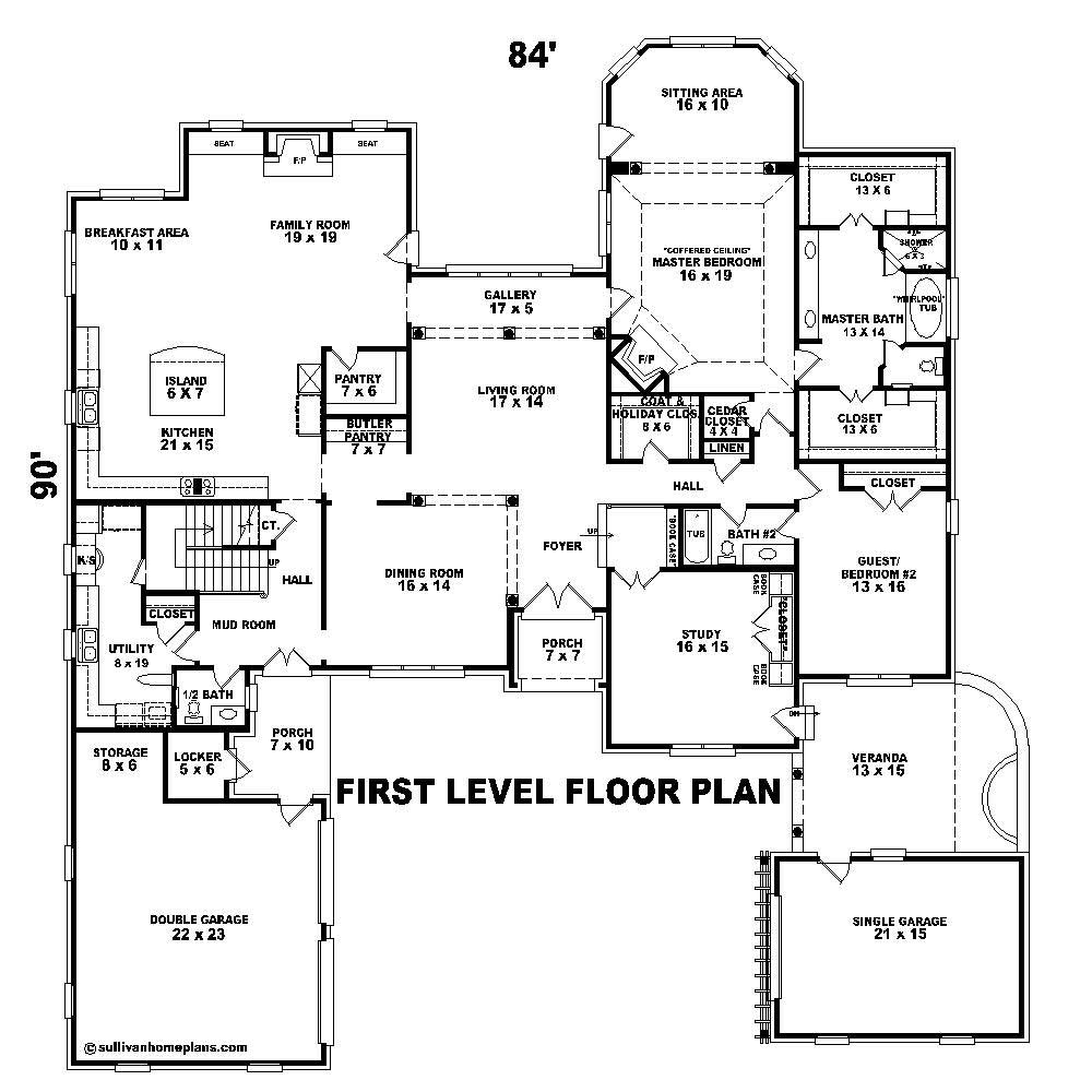 Floor Plan First Story of Country Plan #170-1854