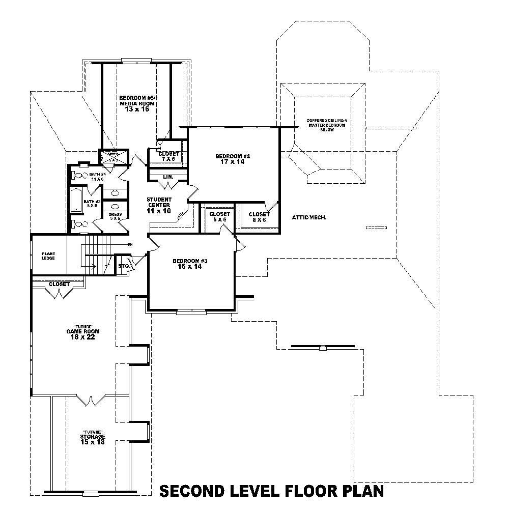 Floor Plan Second Story of Country Plan #170-1854