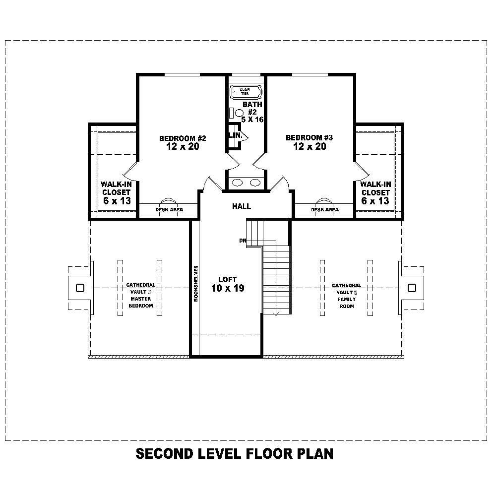 Floor Plan Second Story of Country Plan #170-1855