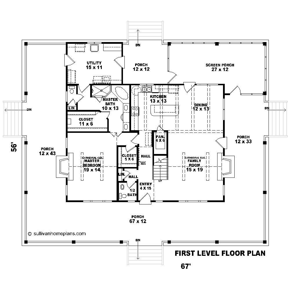 Floor Plan First Story of Country Plan #170-1855