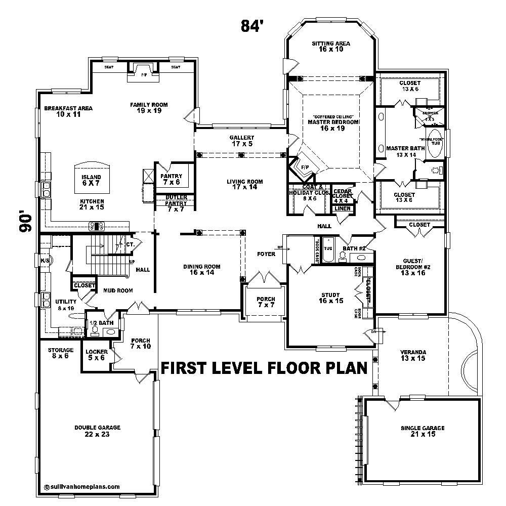 Floor Plan First Story of Country Plan #170-1856
