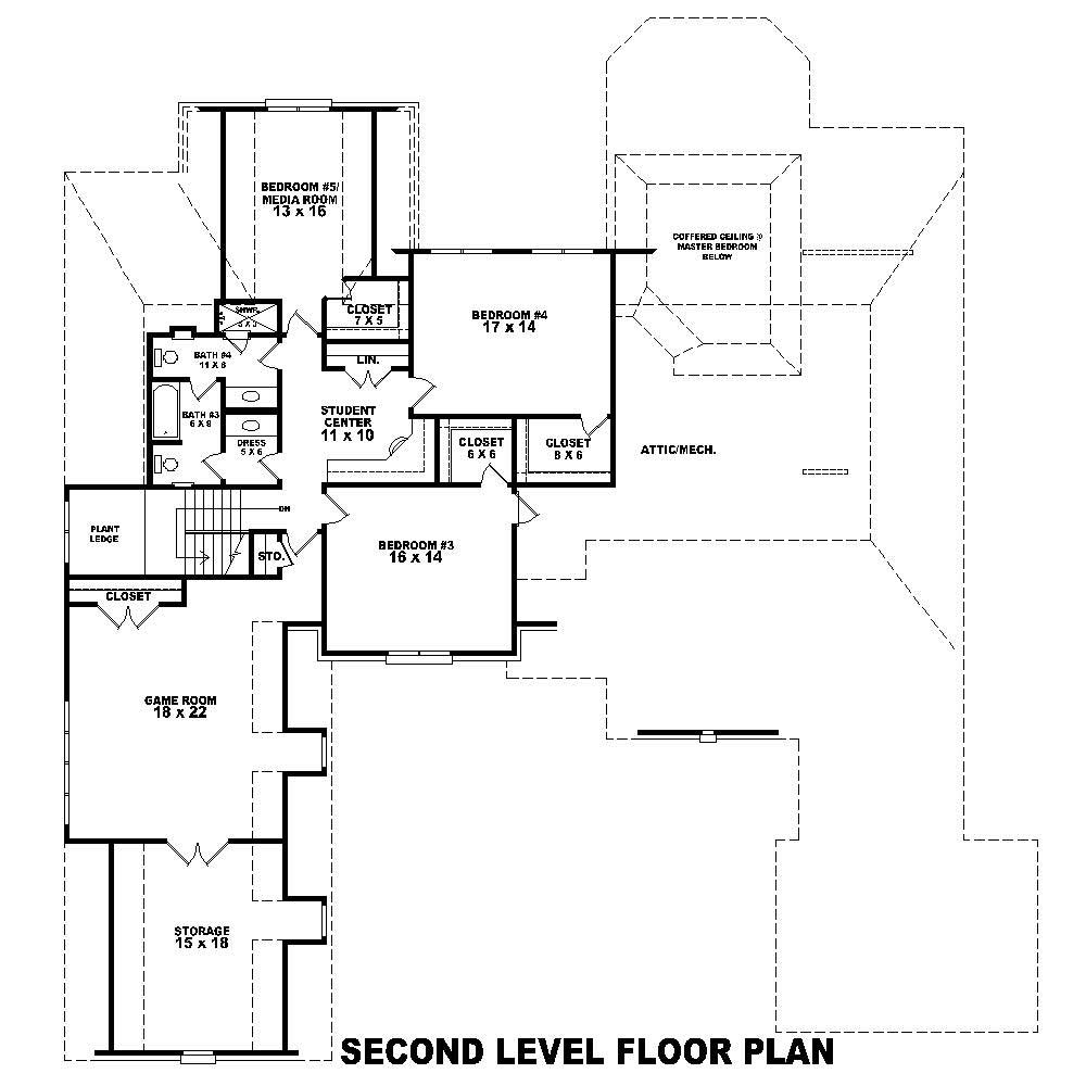 Floor Plan Second Story of Country Plan #170-1856