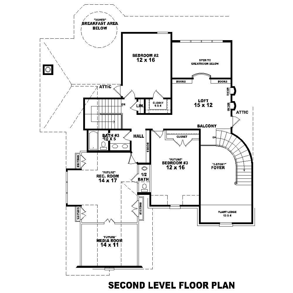 Floor Plan Second Story of Country Plan #170-1857