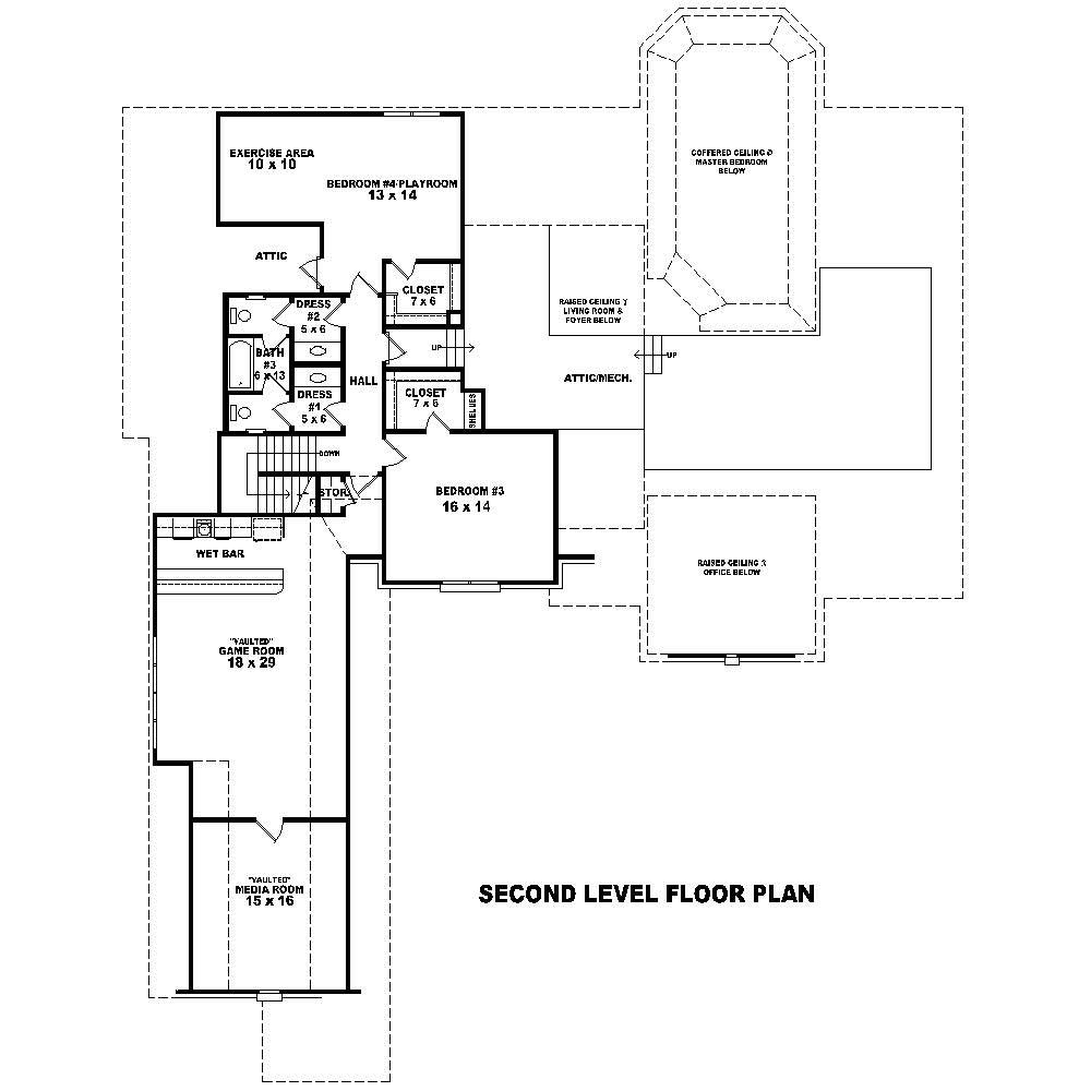 Floor Plan Second Story of French Plan #170-1858