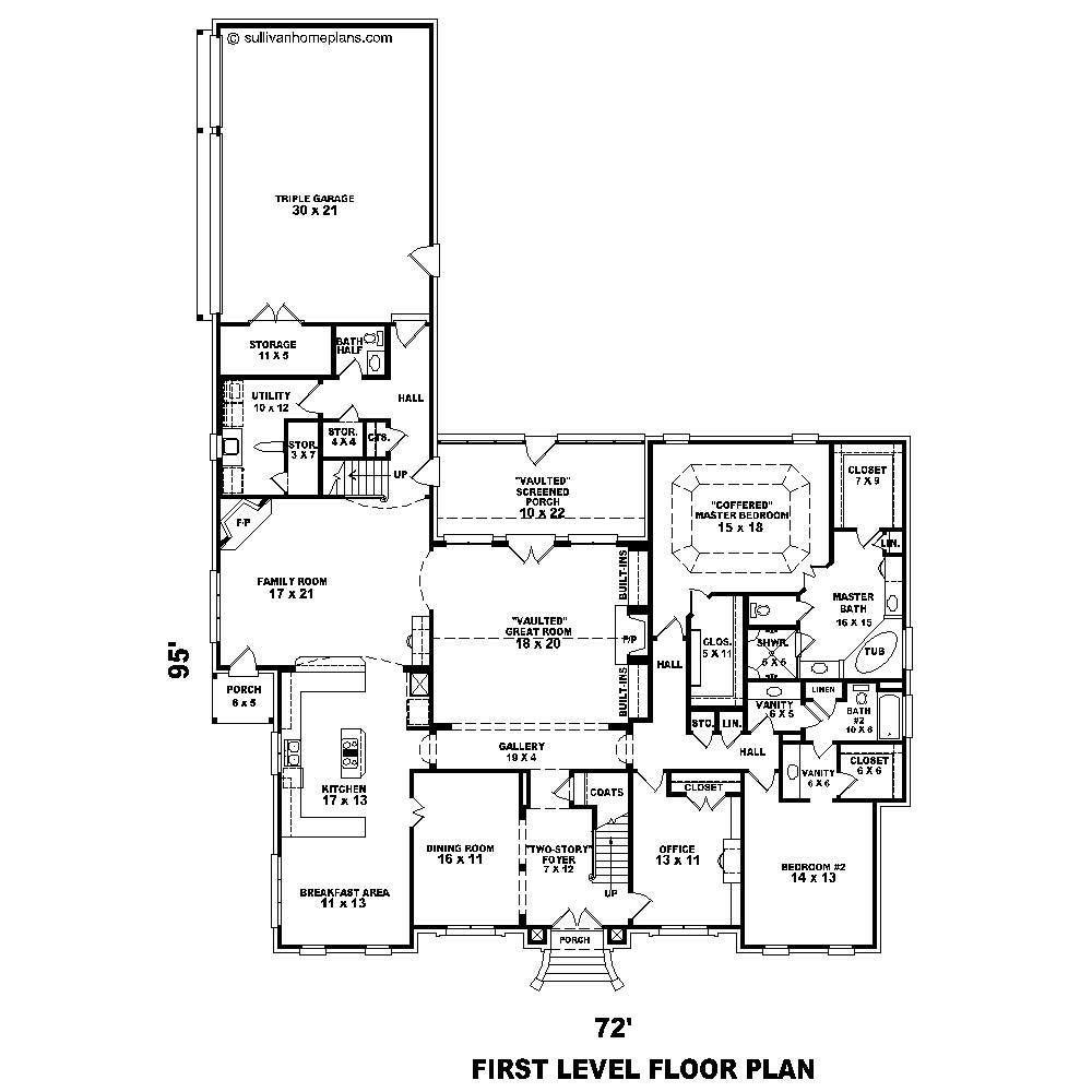 Floor Plan First Story of French Plan #170-1859