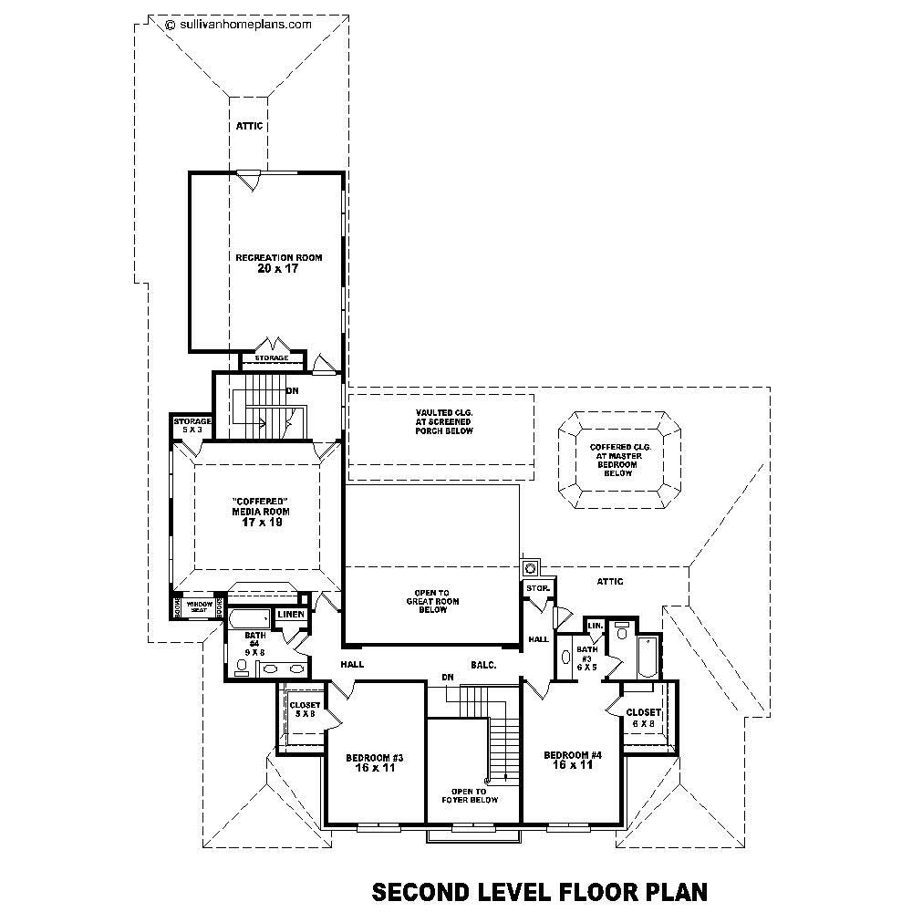 Floor Plan Second Story of French Plan #170-1859