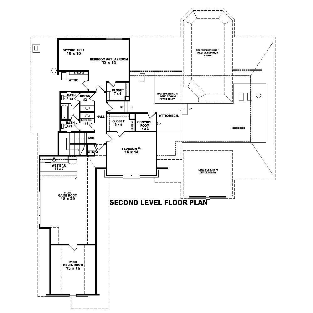 Floor Plan Second Story of French Plan #170-1861