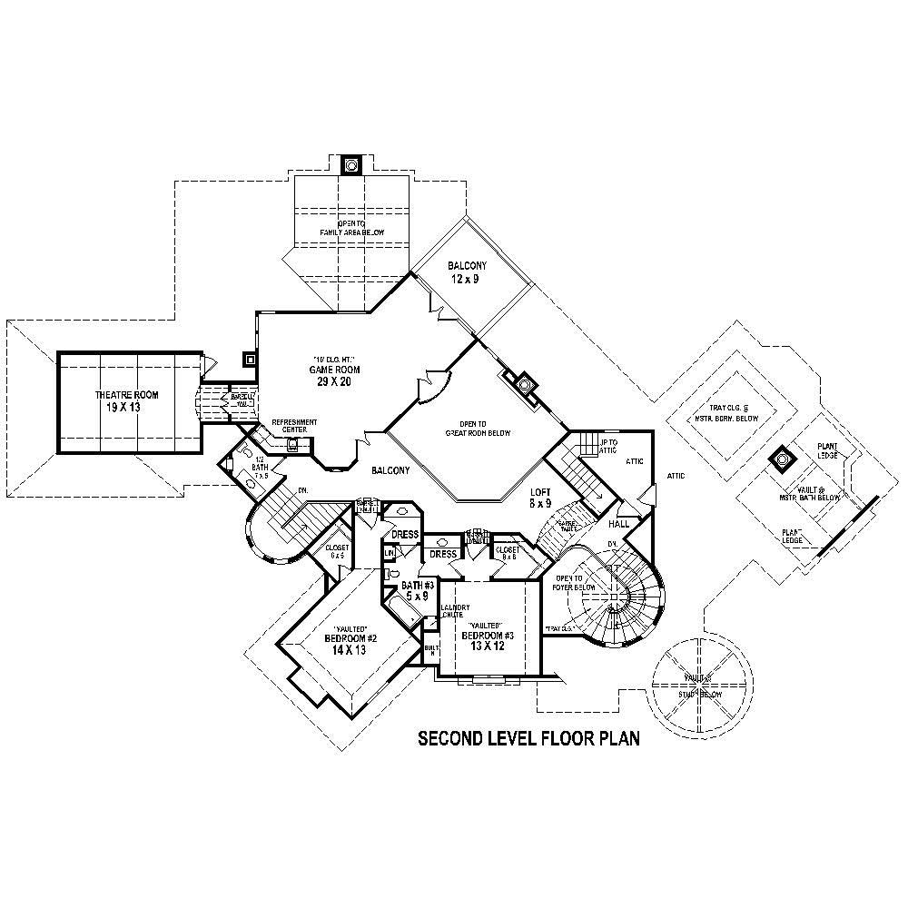 Floor Plan Second Story of Country Plan #170-1863