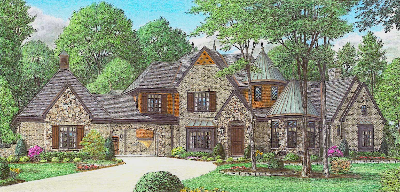 Front view of Country home (ThePlanCollection: House Plan #170-1863)