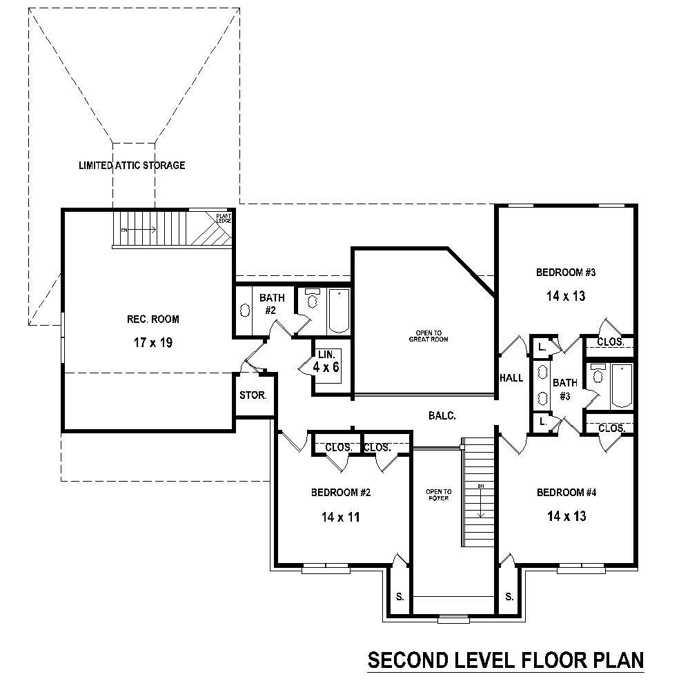 Floor Plan Second Story of Luxury Plan #170-1873