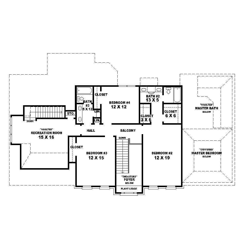 Floor Plan Second Story of French Plan #170-1874