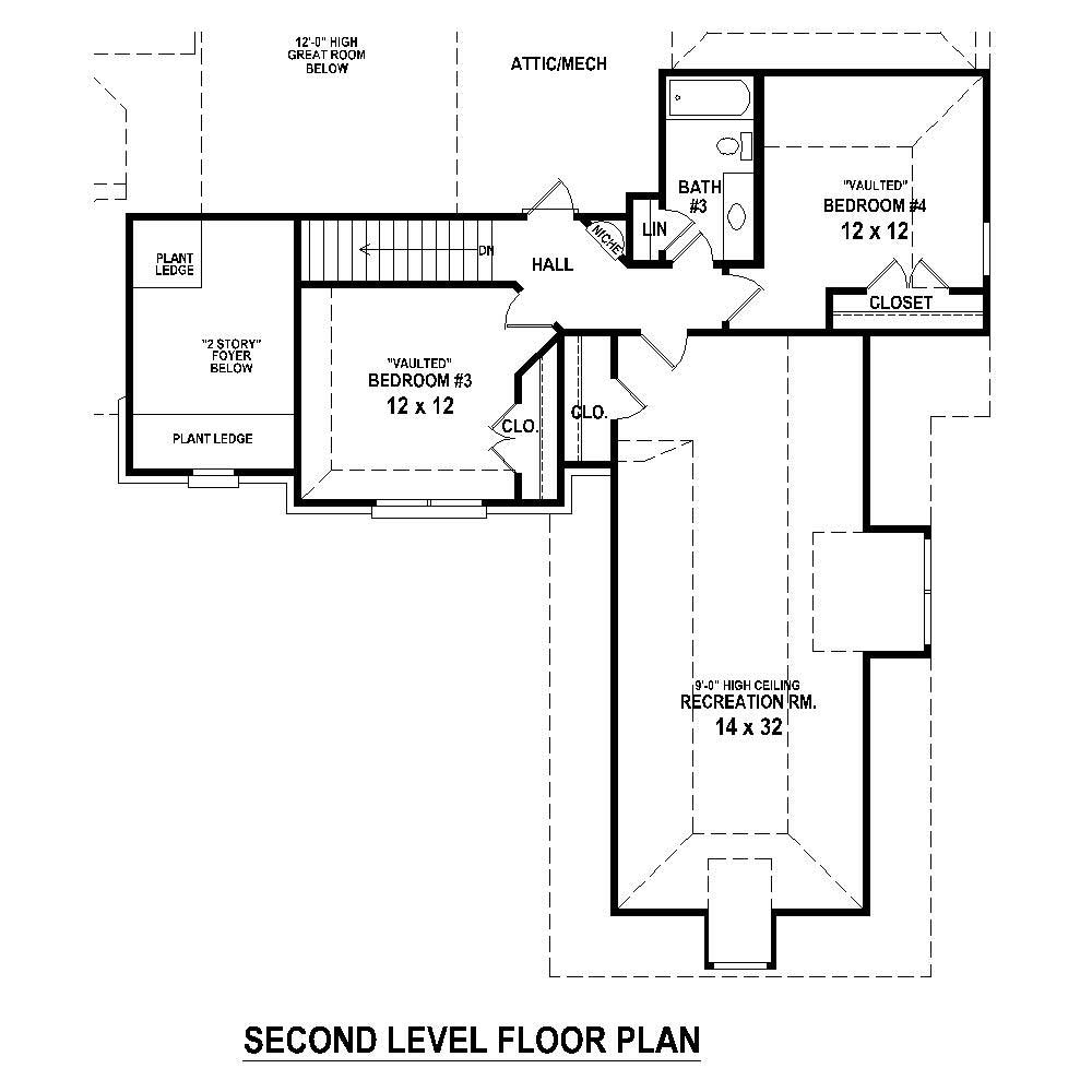 Floor Plan Second Story of Country Plan #170-1877