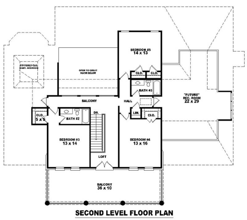 Floor Plan Second Story of Luxury Plan #170-1880