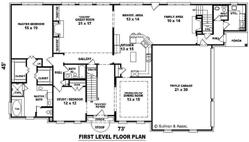 Floor Plan First Story of French Plan #170-1888