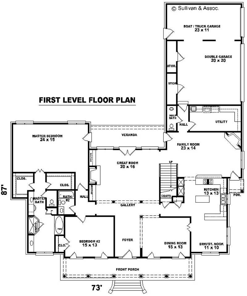 Floor Plan First Story of Country Plan #170-1890