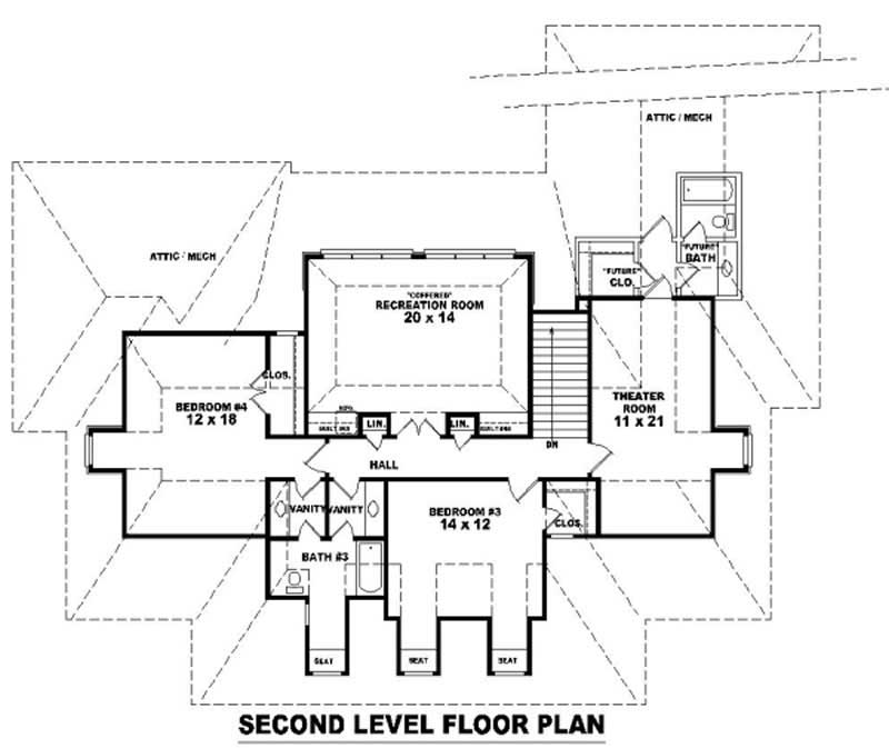 Floor Plan Second Story of Country Plan #170-1890