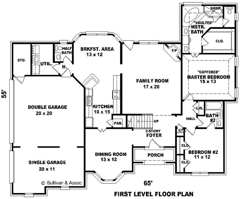 Floor Plan First Story of French Plan #170-1892