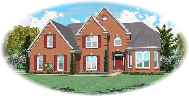 Front view of French home (ThePlanCollection: House Plan #170-1893)