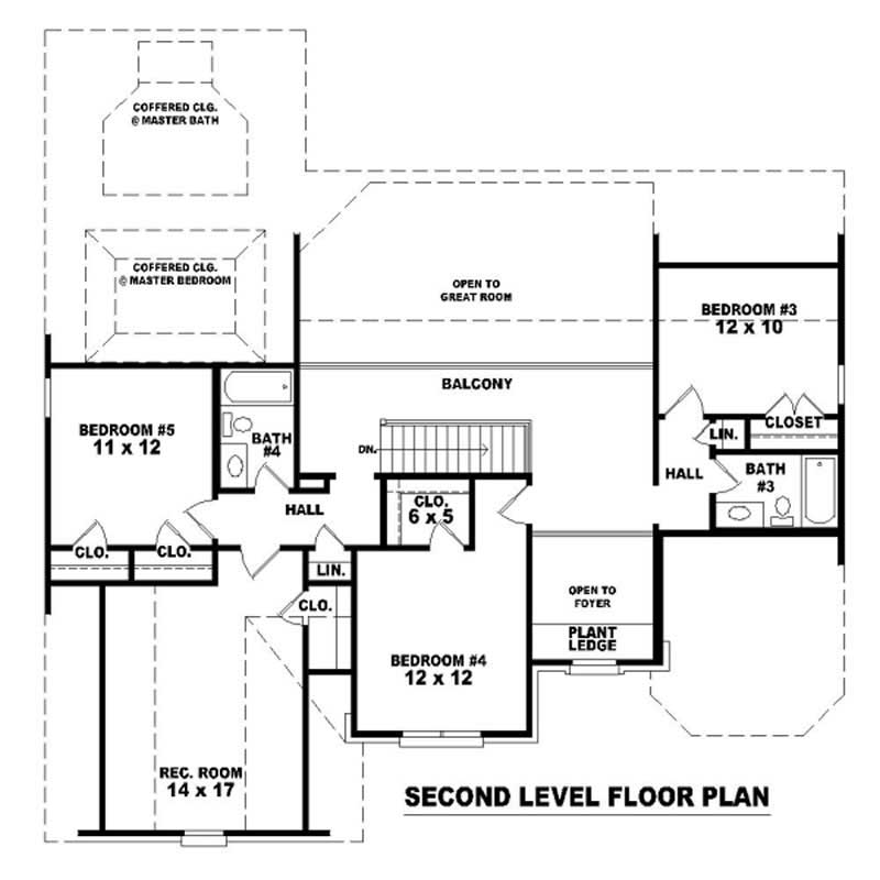 Floor Plan Second Story of French Plan #170-1893