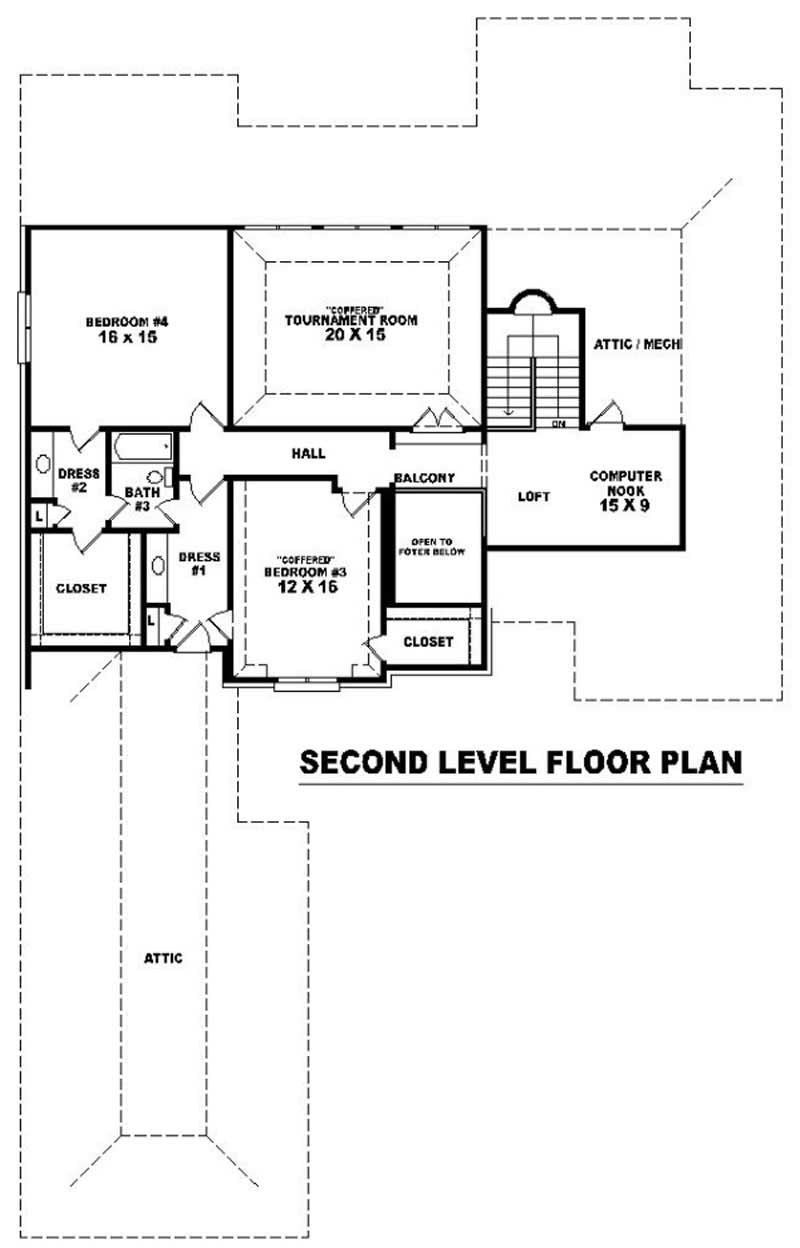 Floor Plan Second Story of French Plan #170-1896