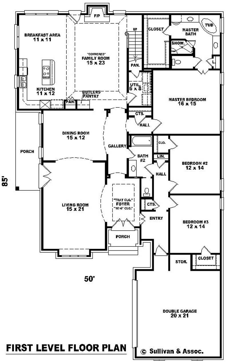 Floor Plan First Story of French Plan #170-1900