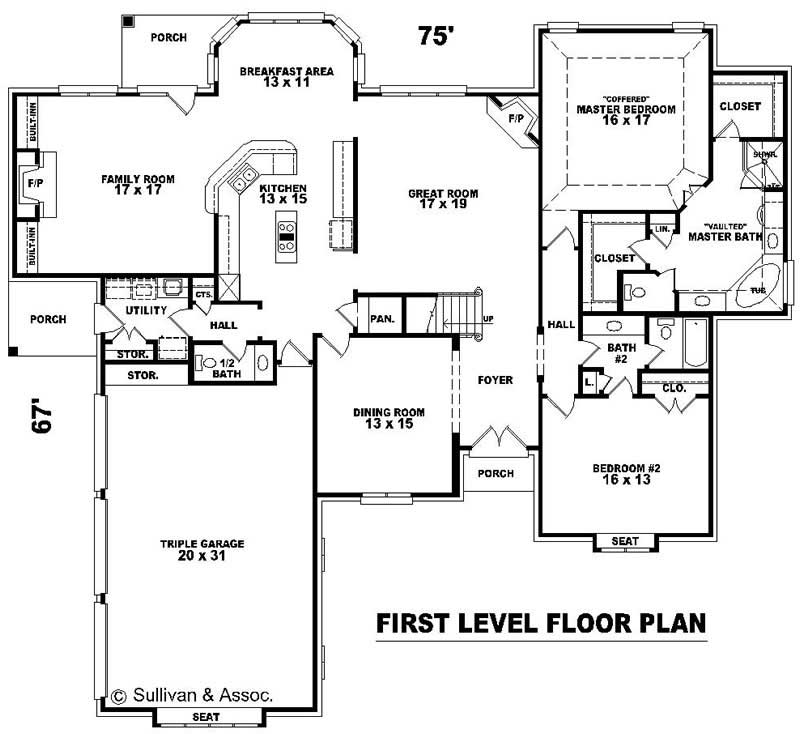 Floor Plan First Story of French Plan #170-1908
