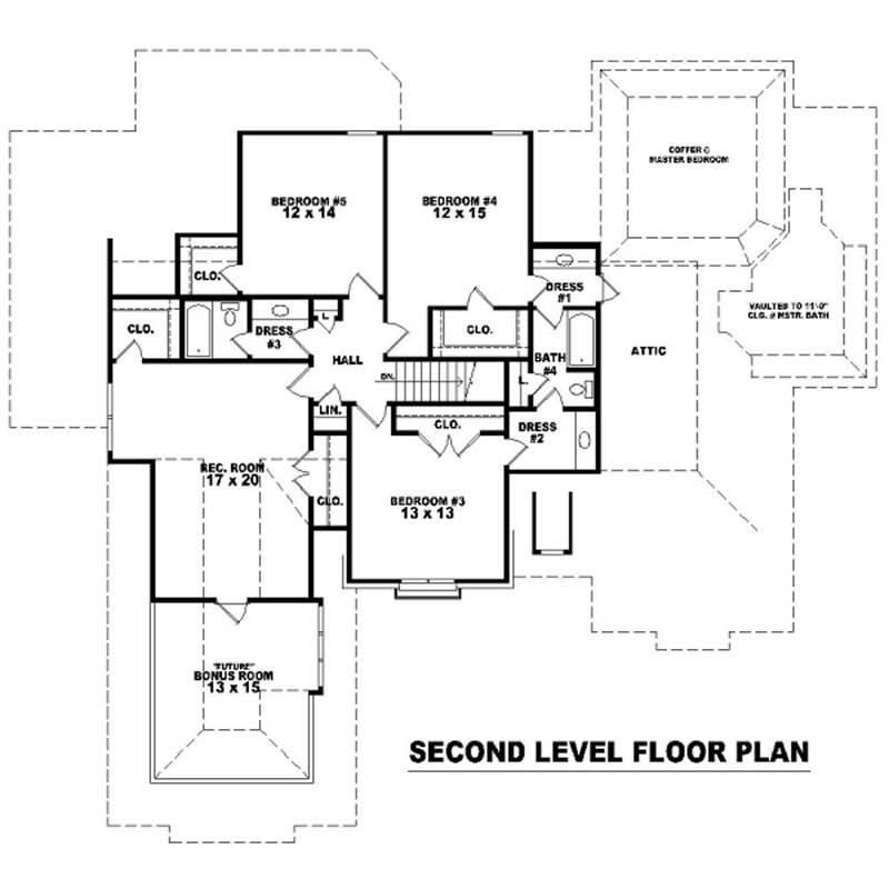 Floor Plan Second Story of French Plan #170-1908