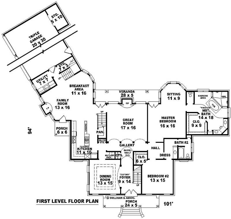 Floor Plan First Story of Luxury Plan #170-1911