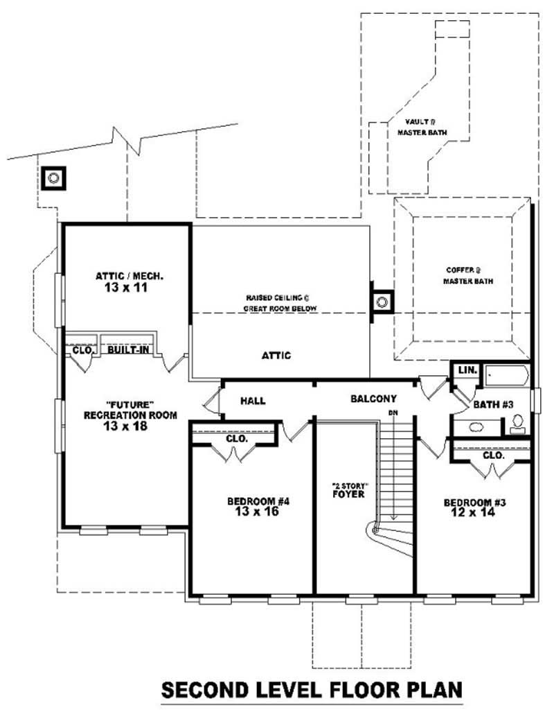 Floor Plan Second Story of Georgian Plan #170-1914
