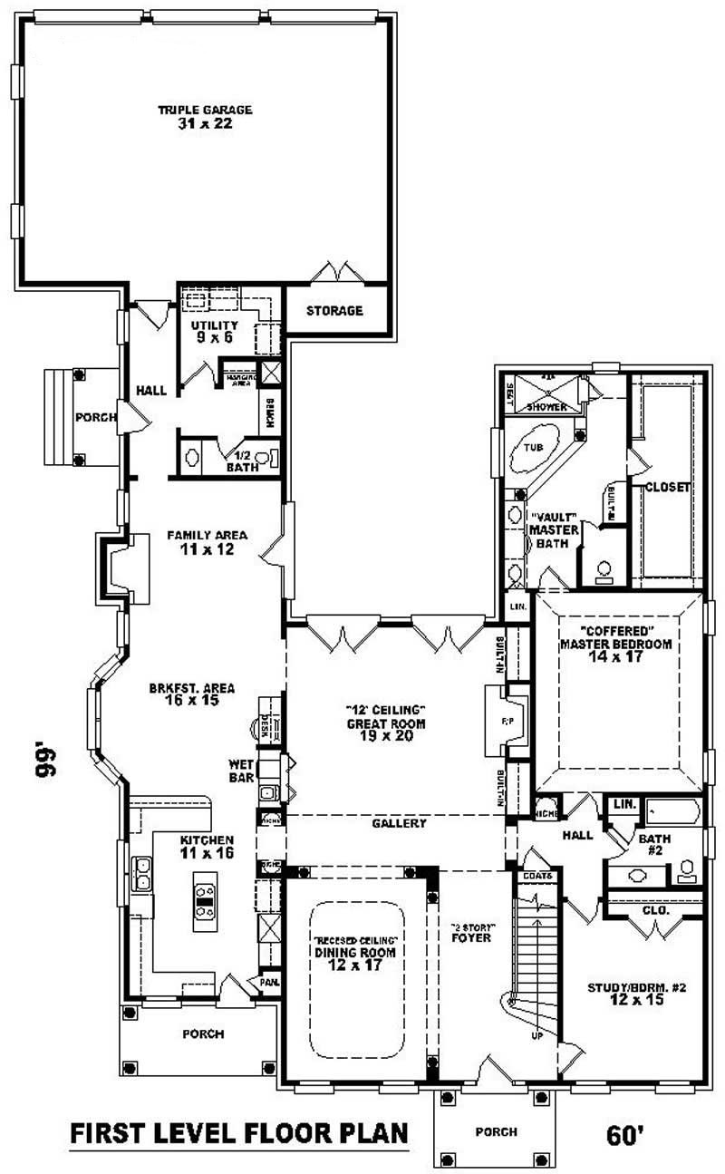 Floor Plan First Story of Georgian Plan #170-1914