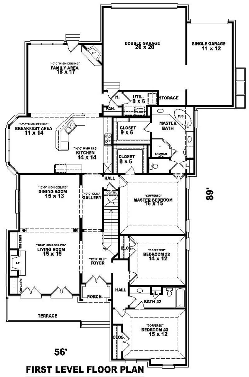 Floor Plan First Story of French Plan #170-1915