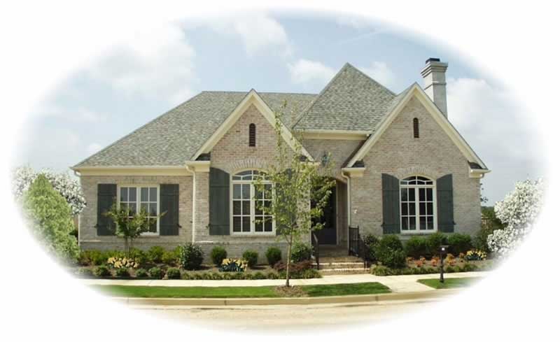 Front view of French home (ThePlanCollection: House Plan #170-1916)