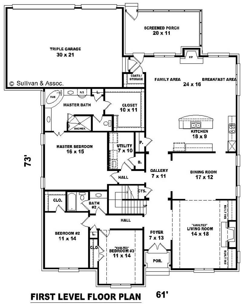 Floor Plan First Story of French Plan #170-1916