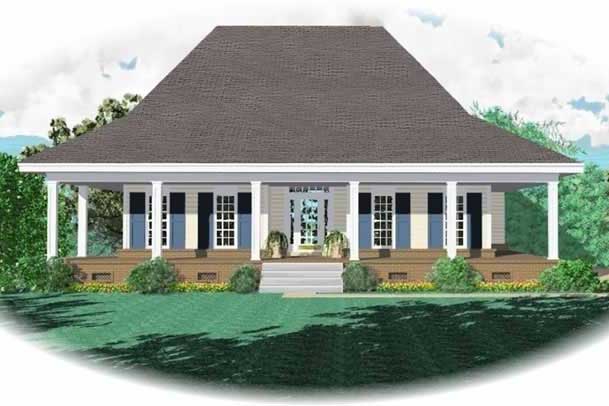 Front view of Country home (ThePlanCollection: House Plan #170-1922)
