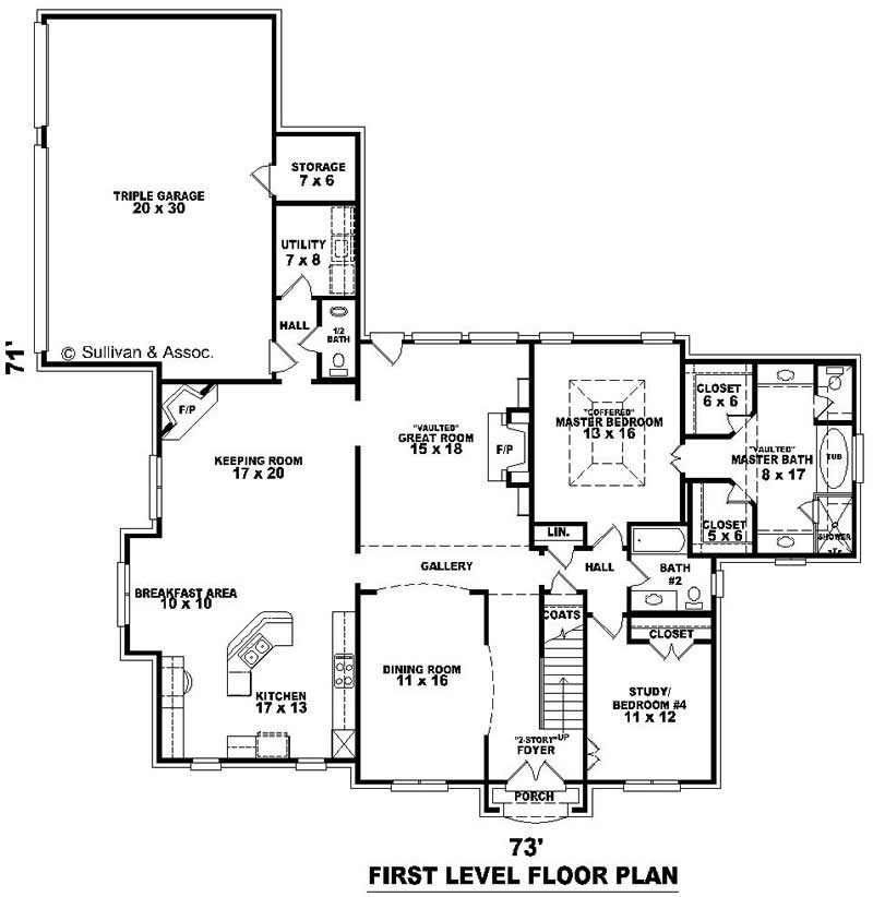 Floor Plan First Story of Luxury Plan #170-1923
