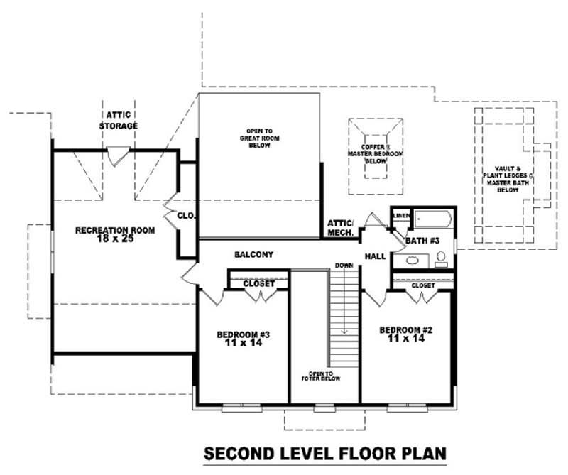 Floor Plan Second Story of Luxury Plan #170-1923