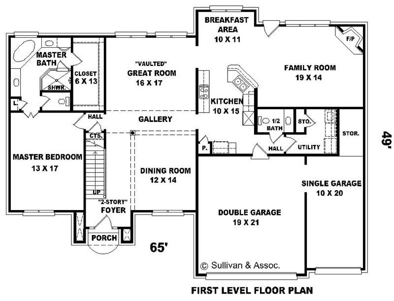 Floor Plan First Story of French Plan #170-1927
