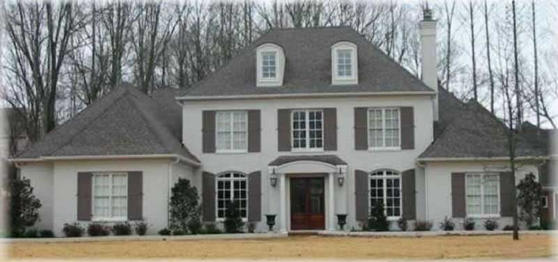 Front view of French home (ThePlanCollection: House Plan #170-1929)